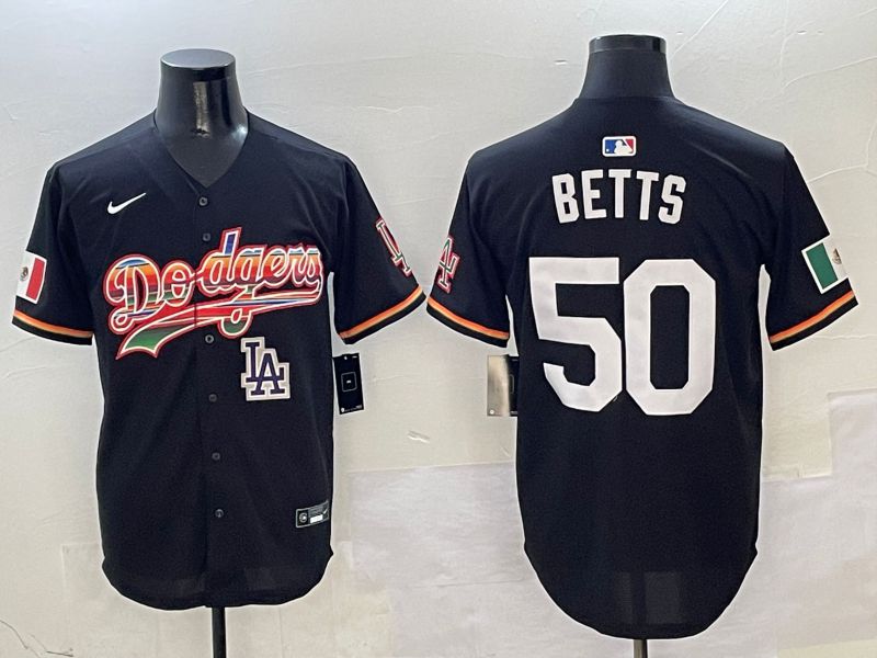 Men Los Angeles Dodgers #50 Betts Black rainbow Nike 2025 MLB Jersey style 10->los angeles dodgers->MLB Jersey